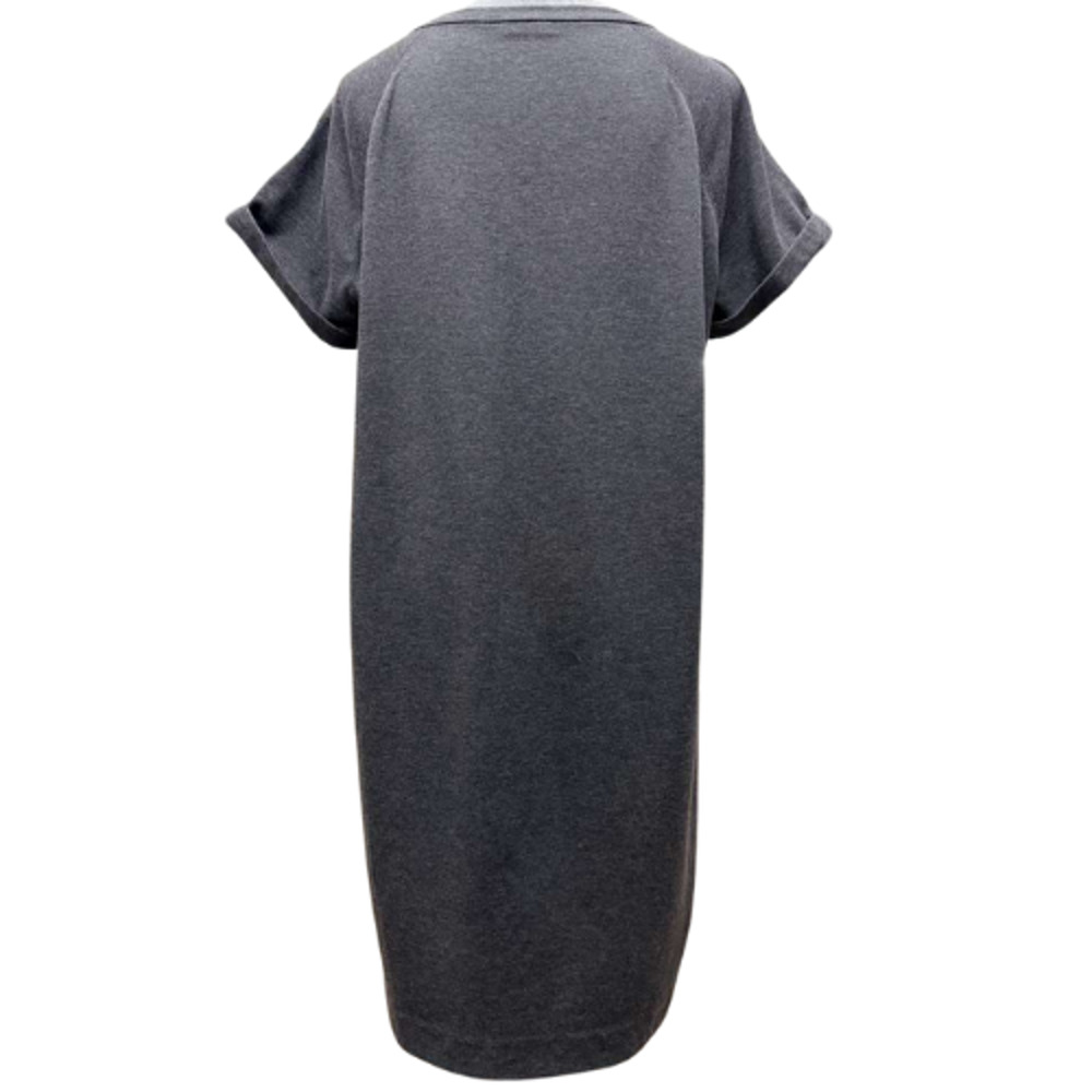 Brunello Cucinelli Monili Bead Cotton Stretch T-Shirt Dress Gray Made In Italy - Picture 4 of 13
